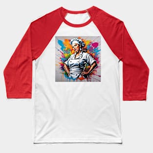 Colorful Design of a Proud Female Chef Baseball T-Shirt